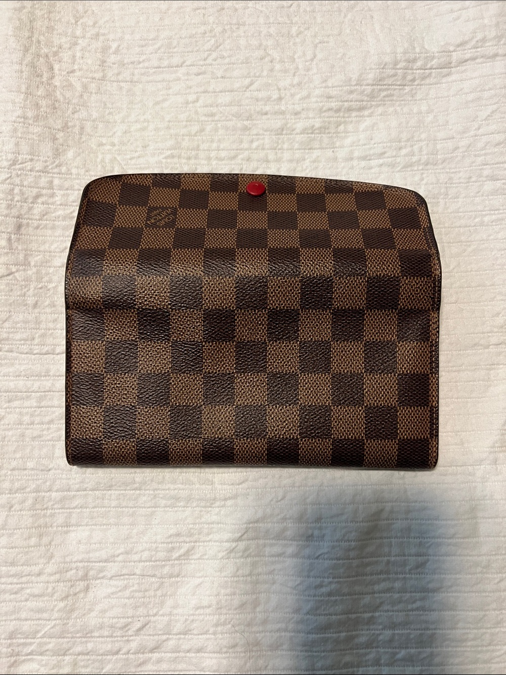 Louis Vuitton Brown Damier Wallet with Red snap close and Interior - Picture 7 of 8